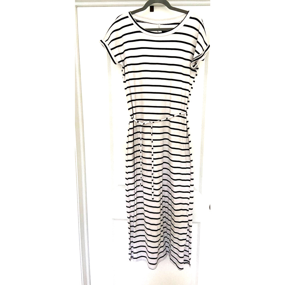 Tickled Teal white and blue striped summer dress